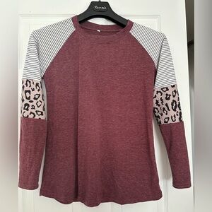 Maroon cheetah print long sleeve